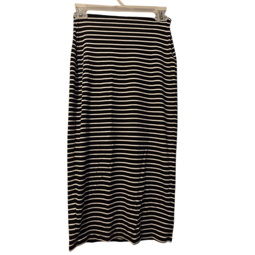 Old Navy - Skirt - XS - Black with Thin White Stripes - Fold-Over Waistband